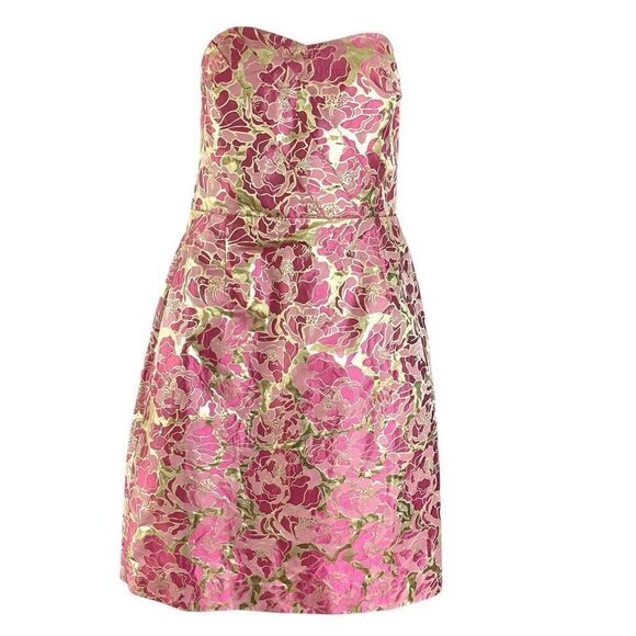 Lilly Pulitzer RAYA Dress Metallic Multi Pirates Bootyniere Jacquard Pink 8 - Picture 3 of 12